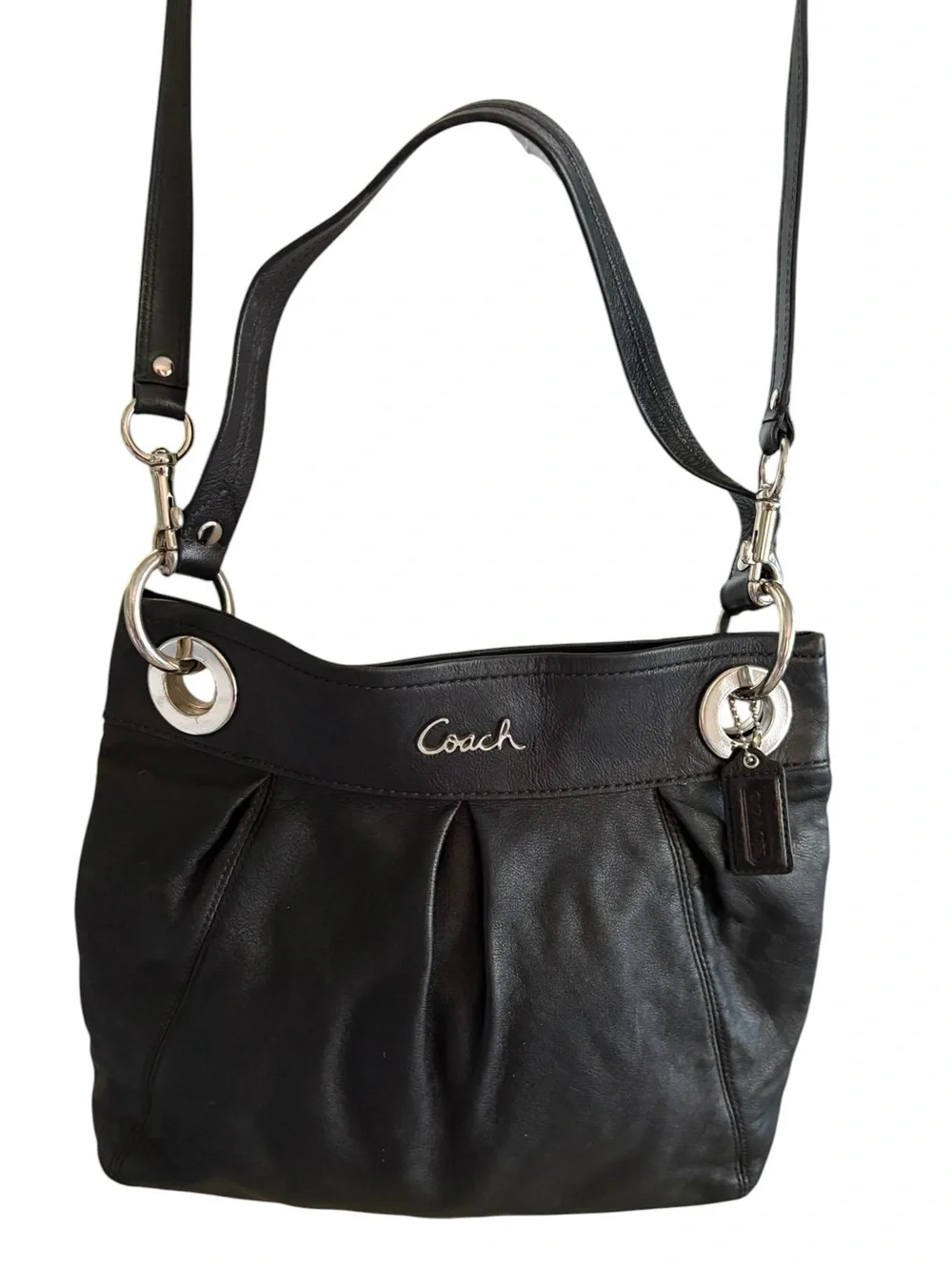 COACH Ashley Hippie Y2K Black Leather Shoulder Bag Crossbody - F17605